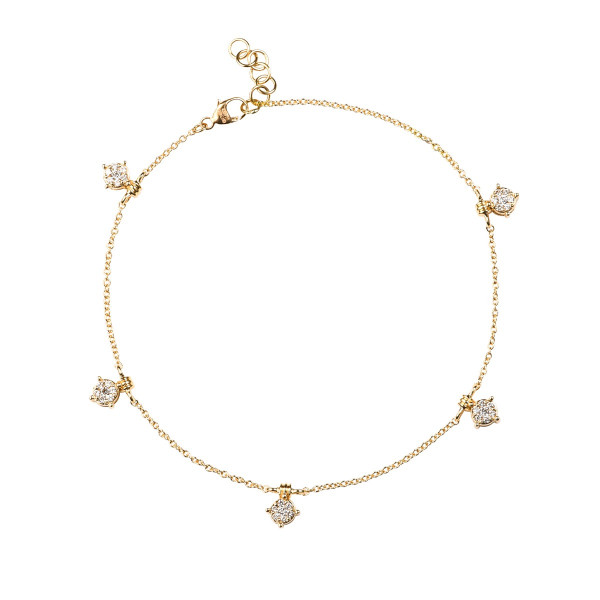 Diamond Charm Bracelet with 5 Charms with 0.25ct Diamond Bracelet In 18K Yellow Gold