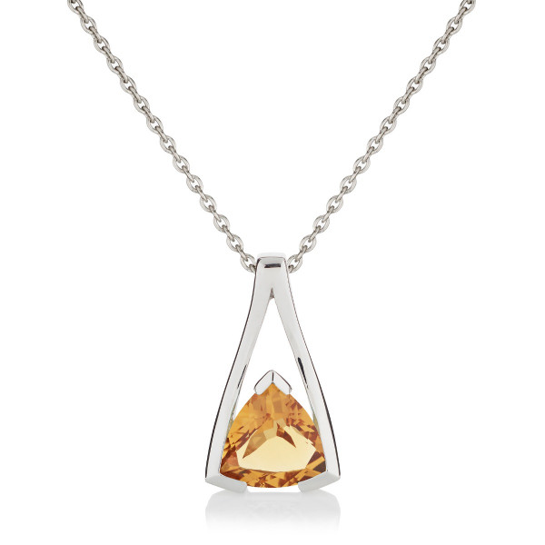 Trillion Cut Citrine Pendant Necklace in Sterling Silver