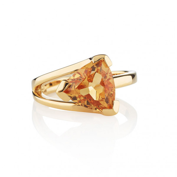 Gold Vermeil Ring with a Trillion Cut Citrine Gemstone 