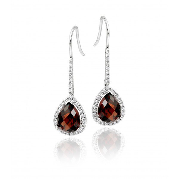 3.25ct Garnet And 0.33ct Diamond Earrings In 18K White Gold