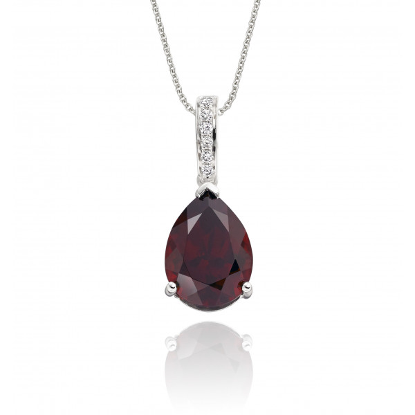 3.50ct Garnet With 0.05ct Diamond Pendant In 18K White Gold
