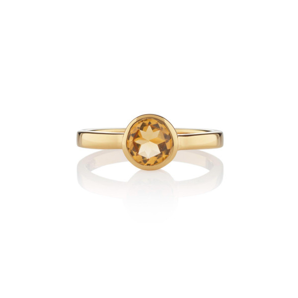 Bezel Set Citrine Ring in Gold Plated Sterling Silver