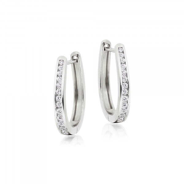 Diamond Hoop Earrings 0.40ct Channel Set Hoops in 18K White Gold