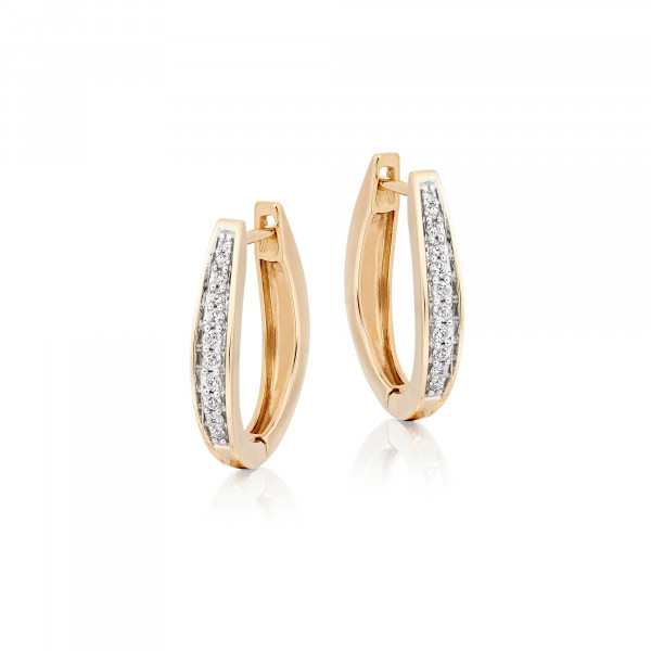 Diamond Hoop Earrings 0.25ct Graduating Diamond Hoops 9K Yellow Gold
