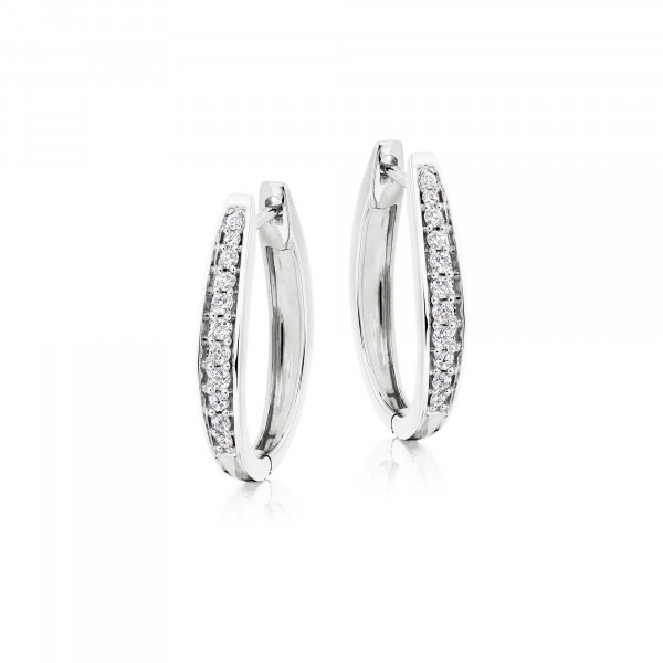 Diamond Hoop Earrings 0.25ct Graduating Diamond Hoops 18K White Gold