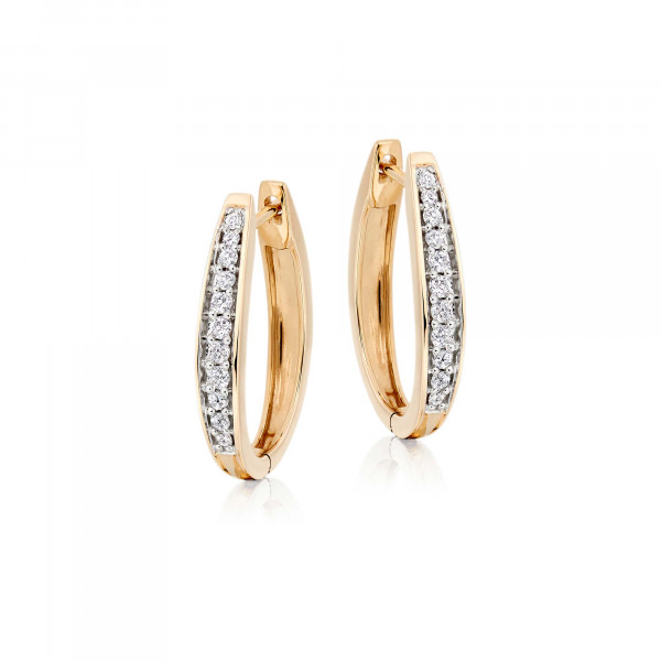 Diamond Hoop Earrings 0.40ct Graduating Diamond Hoops 9K Yellow Gold