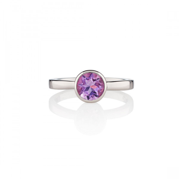 Bezel Set Amethyst Ring in Sterling Silver