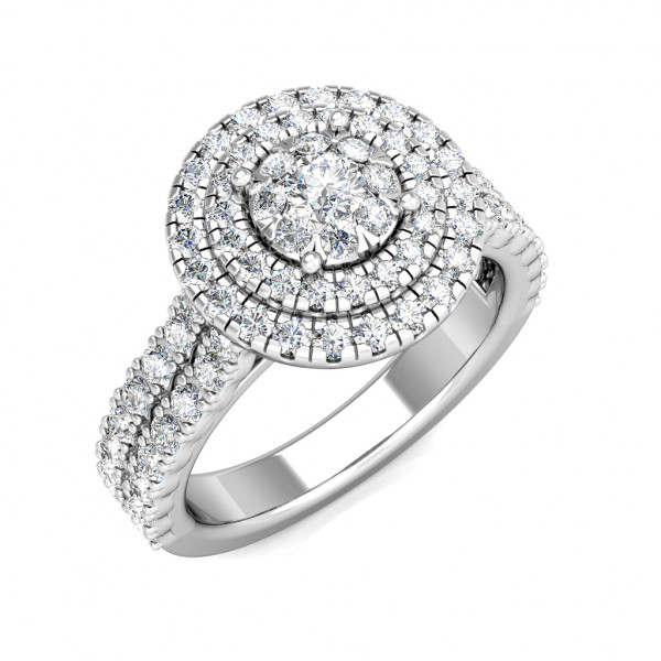 Bella Diamond Cluster Engagement Ring 1.02ct Diamonds in 18K White Gold