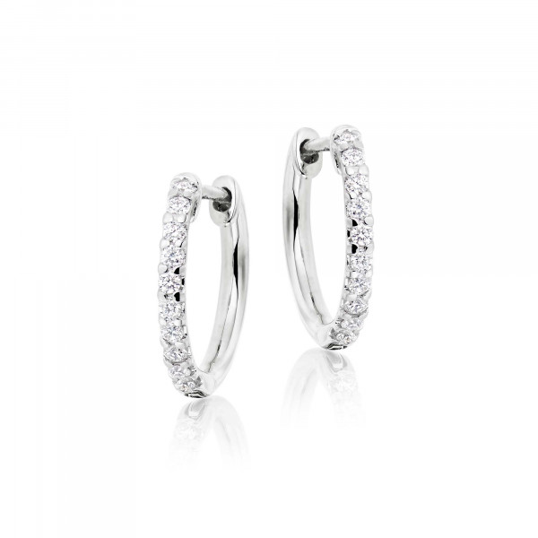 Diamond Hoop Earrings 0.30ct Classic Diamond Hoops 18K White Gold 