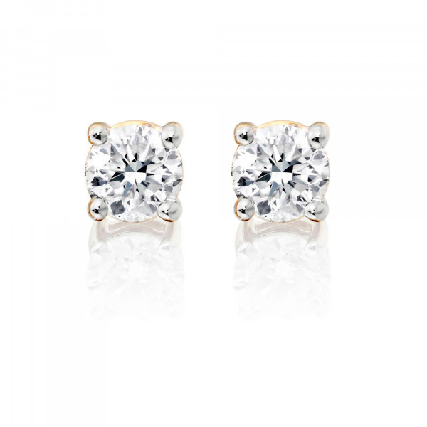 Diamond Stud Earrings 1.00ct Solitaire Diamond Studs 18K Yellow Gold