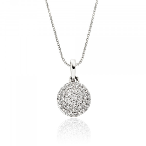 Dome 0.30ct Cluster Diamond Pendant In 18K White Gold 