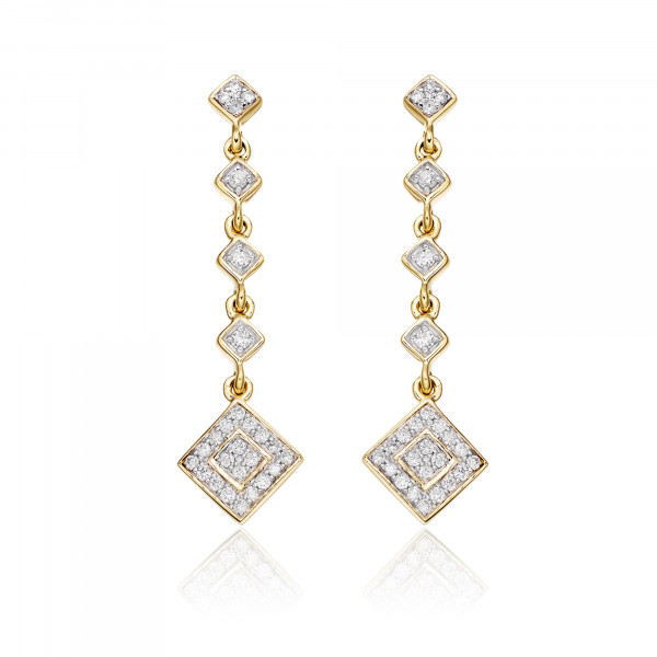 Drop 0.50ct Diamond Earrings In 9K Yellow Gold