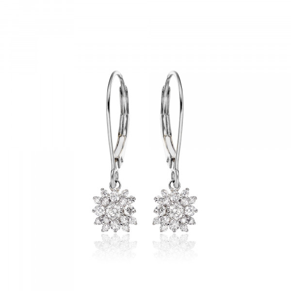 Blossom Diamond Cluster Earrings 0.33ct Drop Earrings 18K White Gold