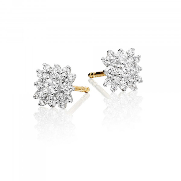 Blossom Diamond Cluster Earrings 0.35ct Studs 9K Yellow Gold