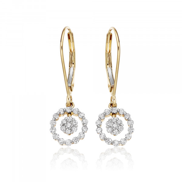 Orbit Diamond Cluster Earrings 0.40ct Drop Earrings 9K Yellow Gold