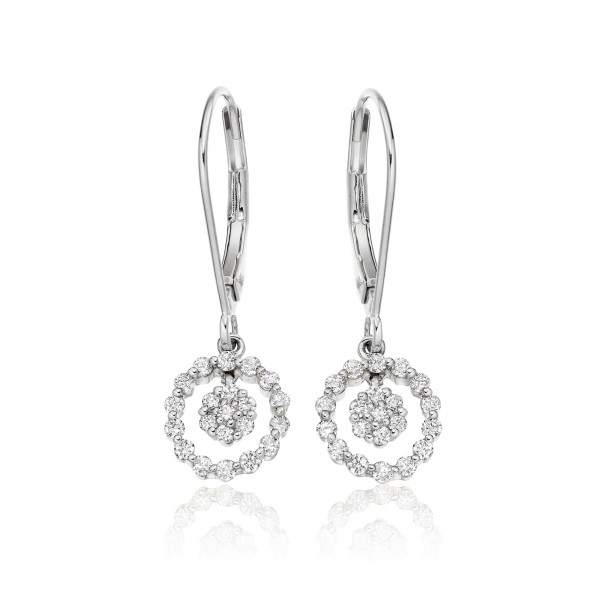 Orbit Diamond Cluster Earrings 0.40ct Drop Earrings 18K White Gold