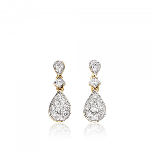 Rain Drop 0.40ct Diamond Earrings In 9K Yellow Gold