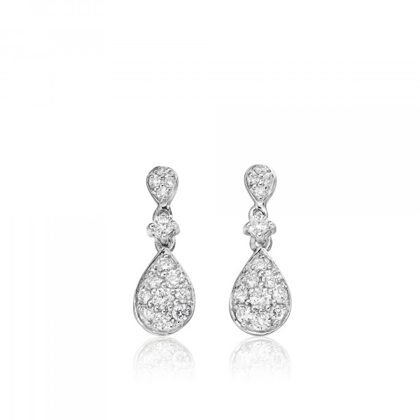 Rain Drop 0.40ct Diamond Earrings In 18K White Gold