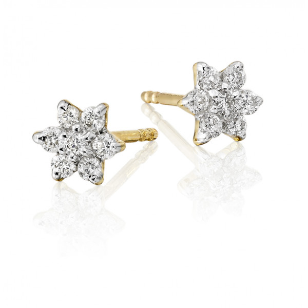 Buttercup Diamond Cluster Earrings 0.25ct Studs 9K Yellow Gold