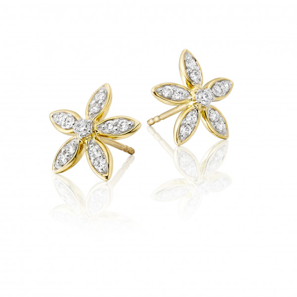 Buttercup Diamond Cluster Earrings 0.30ct Studs 9K Yellow Gold