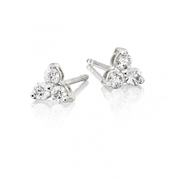 Trilogy Diamond Cluster Earrings 0.30ct Studs 18K White Gold