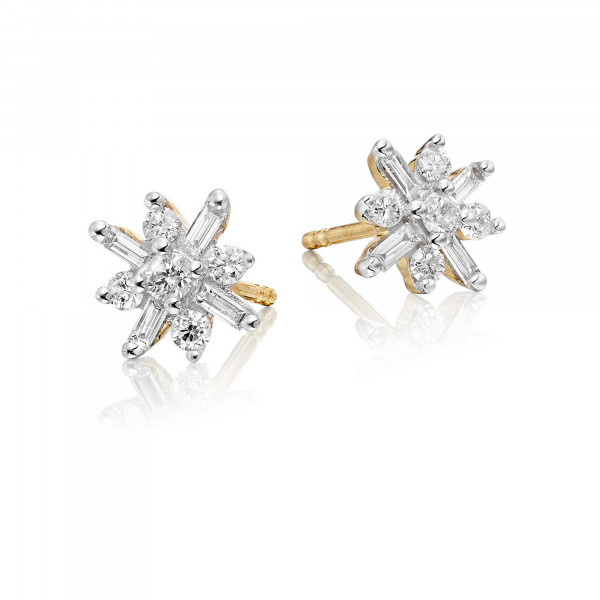 Jasmine Diamond Cluster Earrings 0.35ct Studs 9K Yellow Gold