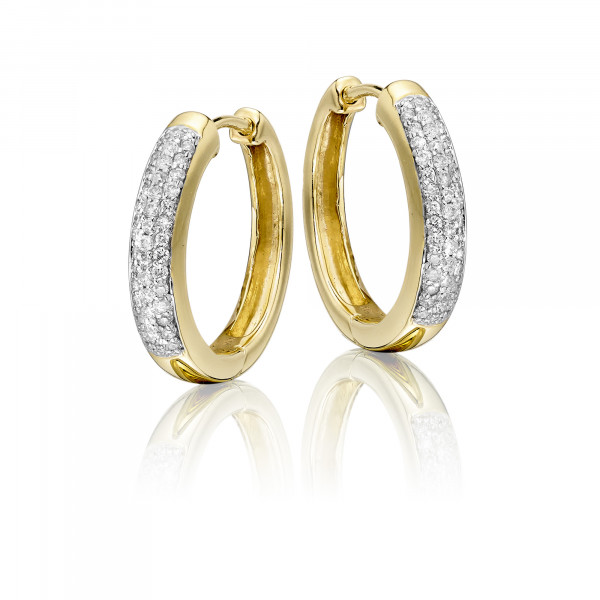 Diamond Hoop Earrings 0.25ct Jubilee Diamond Hoops 9K Yellow Gold 