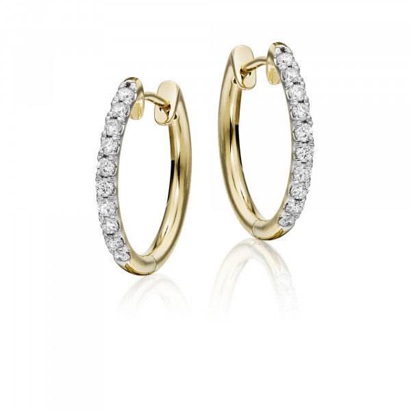 Diamond Hoop Earrings 0.40ct Grace Diamond Hoops 9K Yellow Gold 