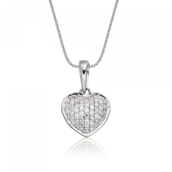 Disco Diamond Heart Pendant 0.25ct Diamond 18K White Gold