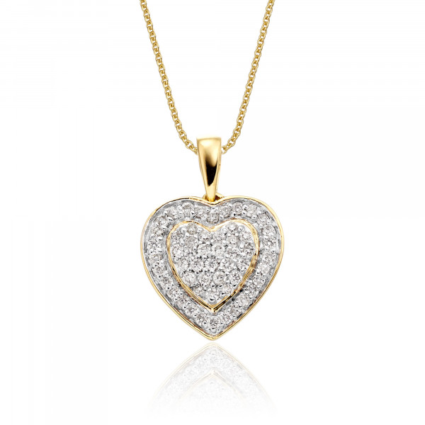 Fire Diamond Heart Pendant 0.25ct Diamond 9K Yellow Gold