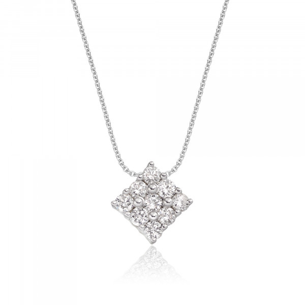 Square 0.30ct Cluster Diamond Pendant In 9K White Gold 