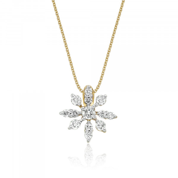 Fleur 0.25ct Cluster Diamond Pendant In 9K Yellow Gold 