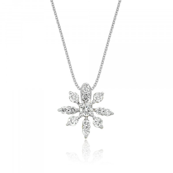 Fleur 0.25ct Cluster Diamond Pendant In 9K White Gold 