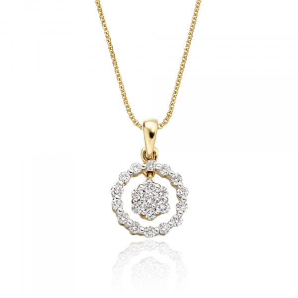 Orbit 0.25ct Cluster Diamond Pendant In 9K Yellow Gold 