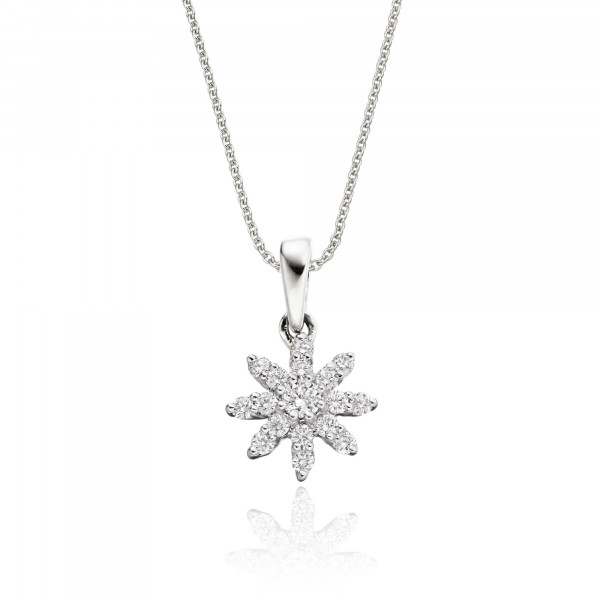 Lotus 0.25ct Cluster Diamond Pendant In 18K White Gold 