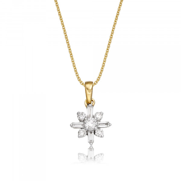 Jasmine 0.25ct Cluster Diamond Pendant In 9K Yellow Gold 