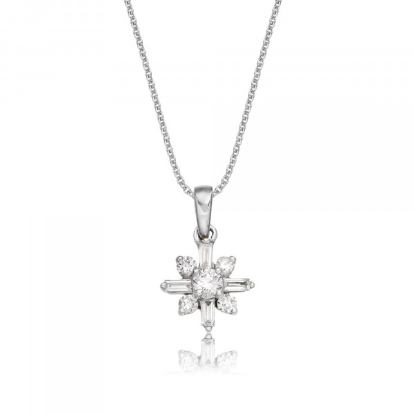Jasmine 0.25ct Cluster Diamond Pendant In 18K White Gold 