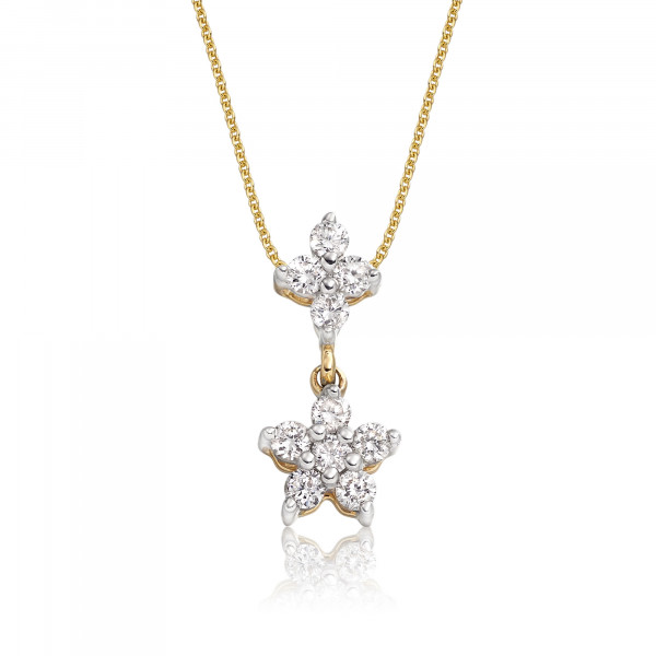 Flower Drop 0.30ct Diamond Pendant In 9K Yellow Gold