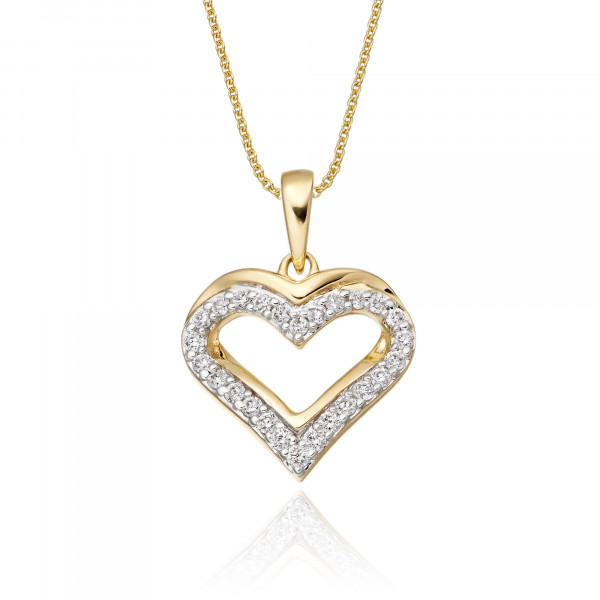 Classic Diamond Heart Pendant 0.25ct Diamond 9K Yellow Gold