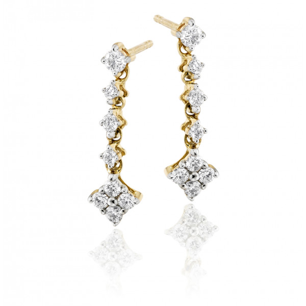 Cupids Arrow 0.40ct Diamond Earrings In 9K Yellow Gold