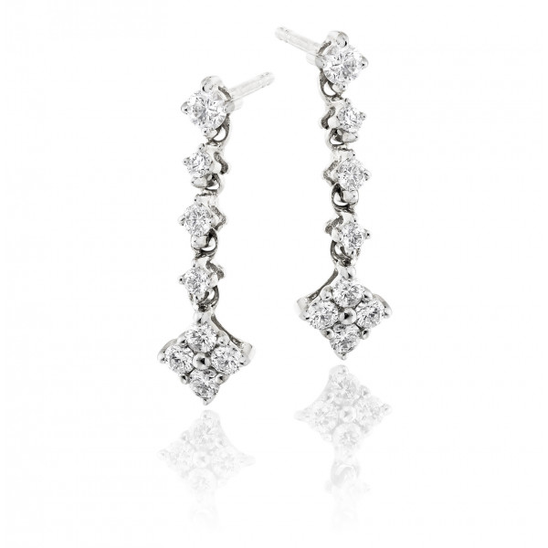 Cupids Arrow 0.40ct Diamond Earrings In 18K White Gold