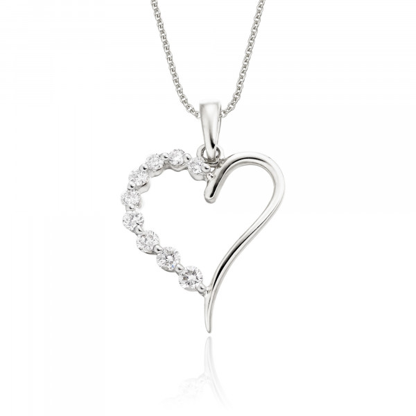 Love Diamond Heart Pendant 0.20ct Diamond 18K White Gold