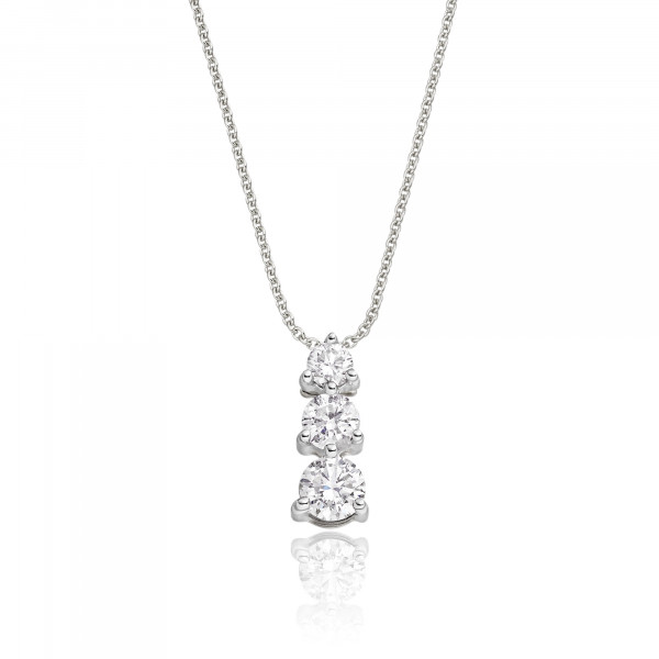Graduating 3 Diamond 0.30ct Pendant In 18K White Gold