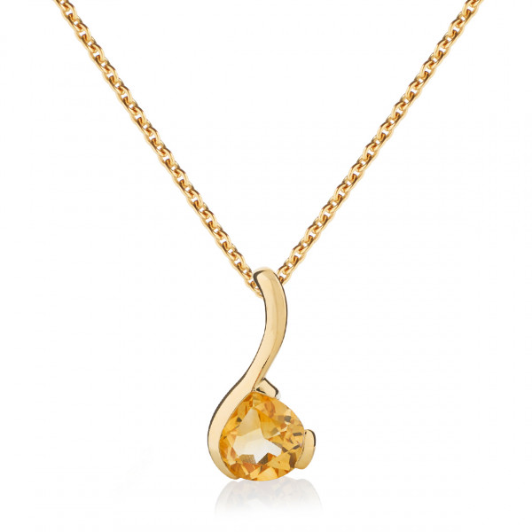 Citrine Drop Pendant Necklace in Gold Vermeil