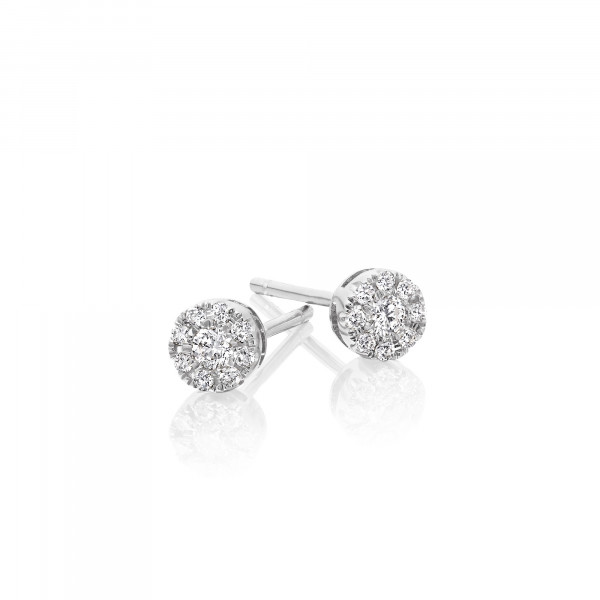 Sparkle Diamond Cluster Earrings 0.20ct Studs 9K White Gold