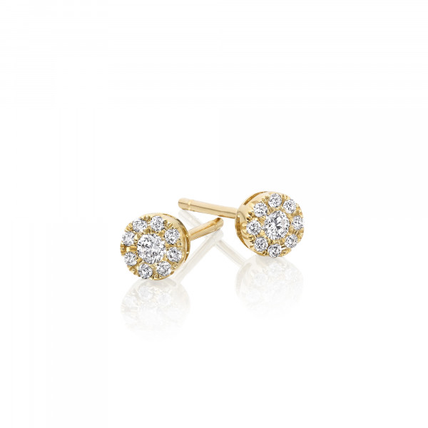 Sparkle Diamond Cluster Earrings 0.20ct Studs 9K Yellow Gold
