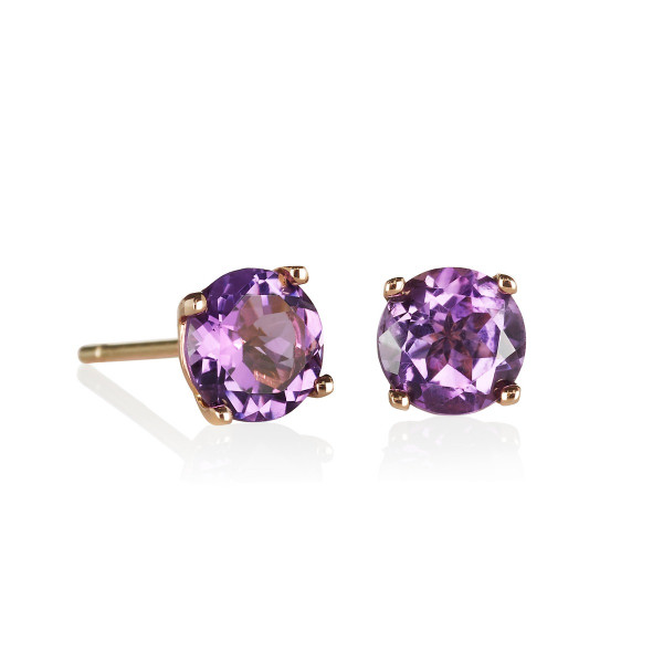 1.50ct Amethyst Solitaire Stud Earrings In 9K Yellow Gold
