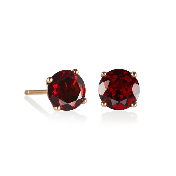 1.95ct Garnet Solitaire Stud Earrings In 9K Yellow Gold