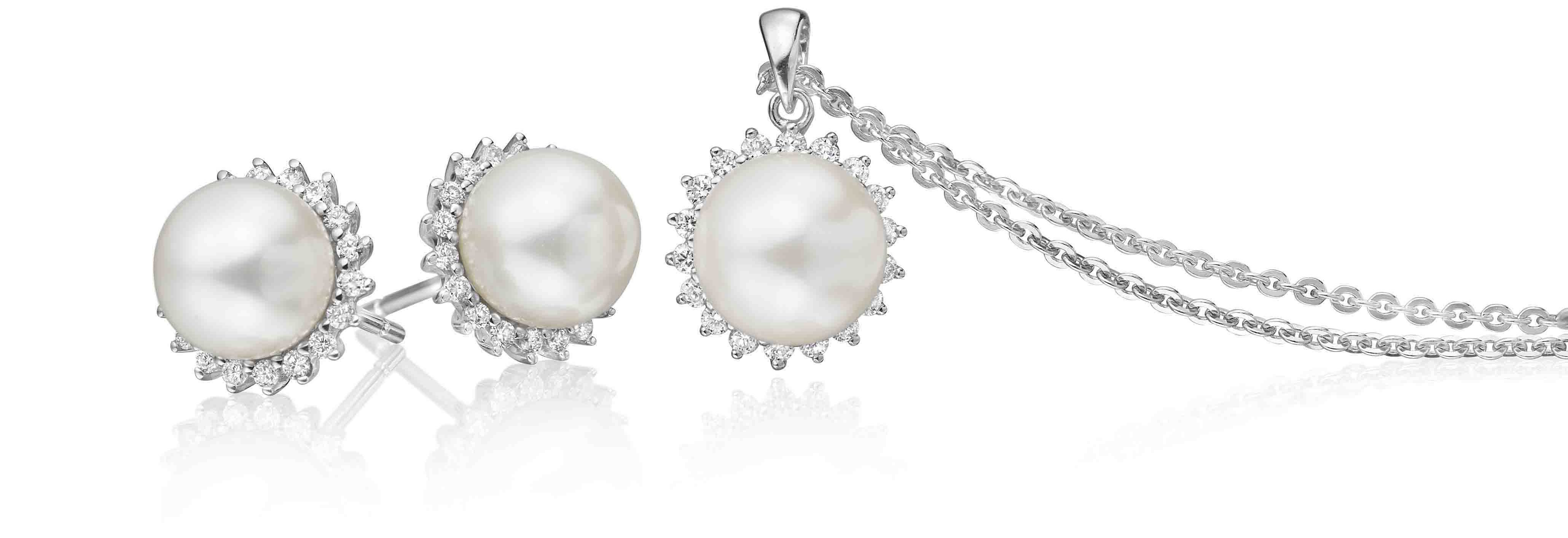 pearl earrings and pearl necklace