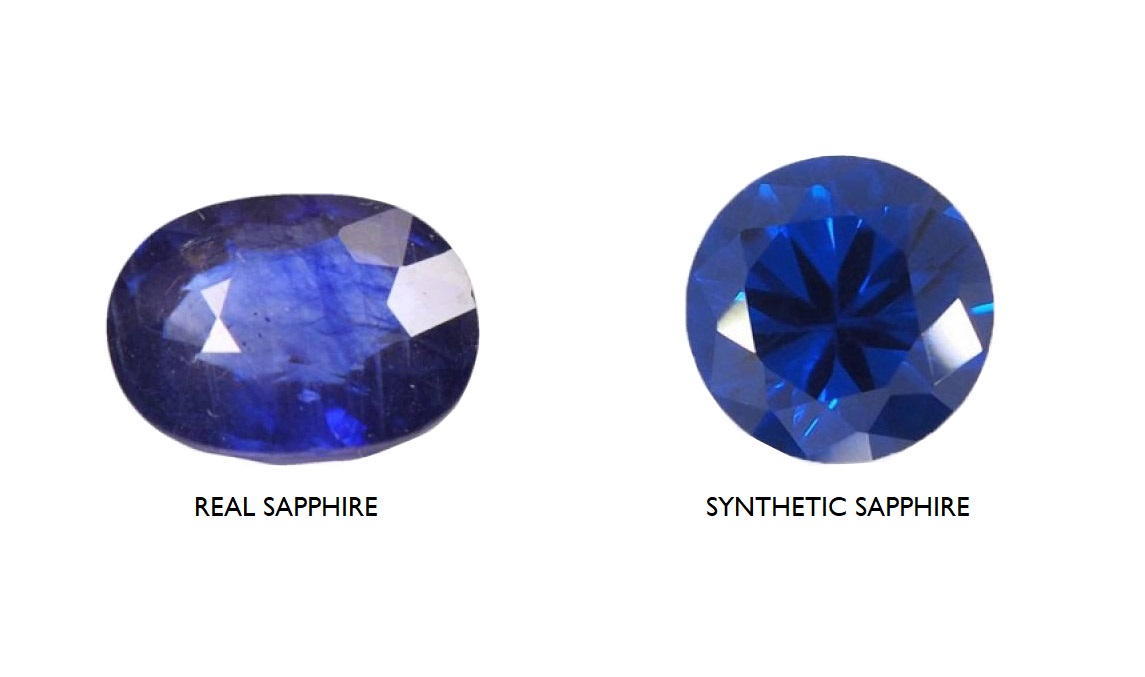 left real sapphire right synthetic sapphire